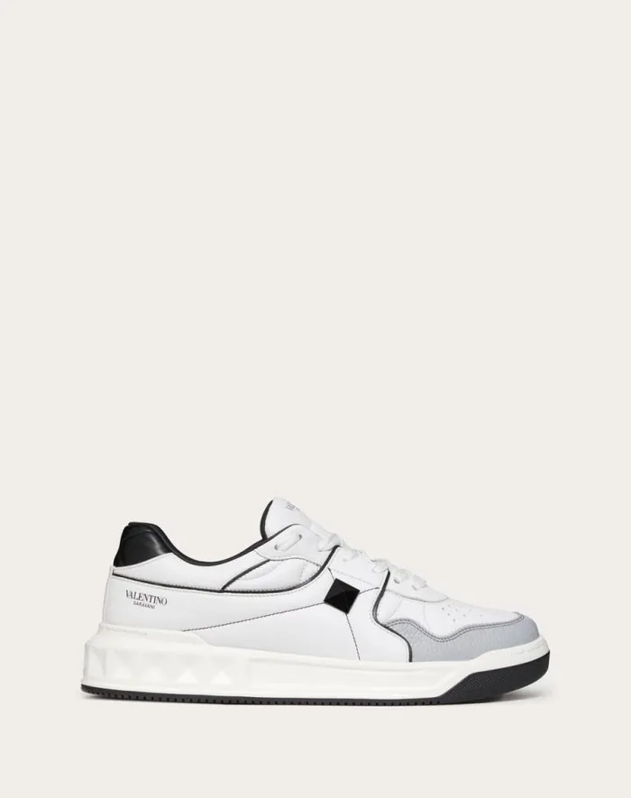 Valentino Sneakers Man One Stud Lowtop Nappa Sneaker For Man In White Black White Black Valentino Sneakers Man One Stud Lowtop Nappa Sneaker For Man In White Black White Black