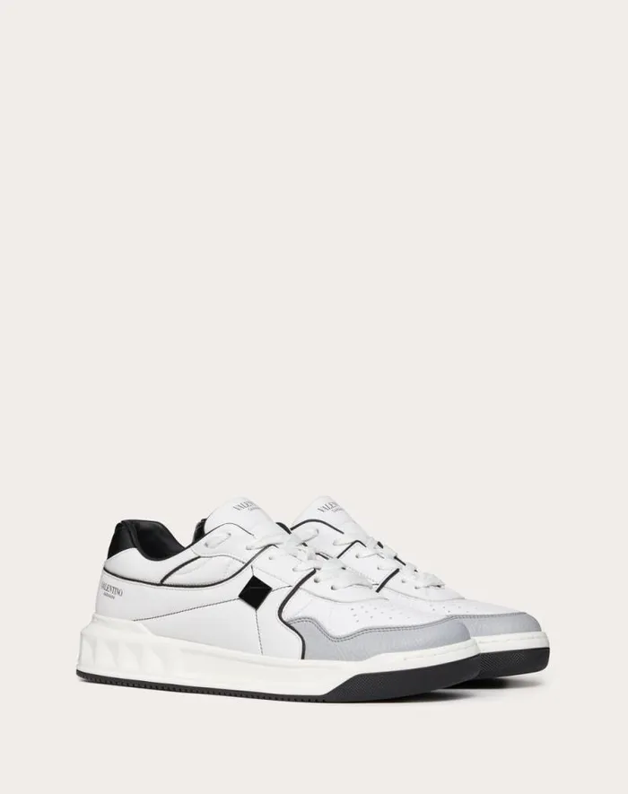 Valentino Sneakers Man One Stud Lowtop Nappa Sneaker For Man In White Black White Black Valentino Sneakers Man One Stud Lowtop Nappa Sneaker For Man In White Black White Black