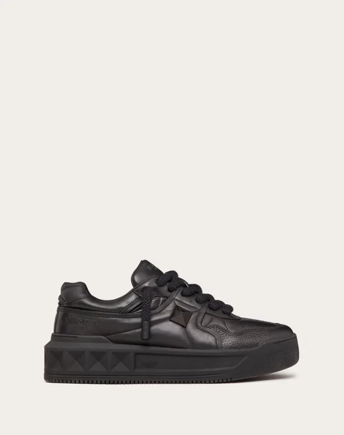 Valentino Sneakers Man One Stud Xl Nappa Leather Lowtop Sneaker For Man In Black Black
