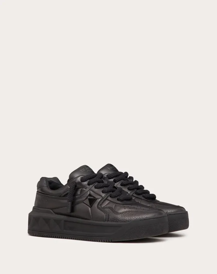 Valentino Sneakers Man One Stud Xl Nappa Leather Lowtop Sneaker For Man In Black Black