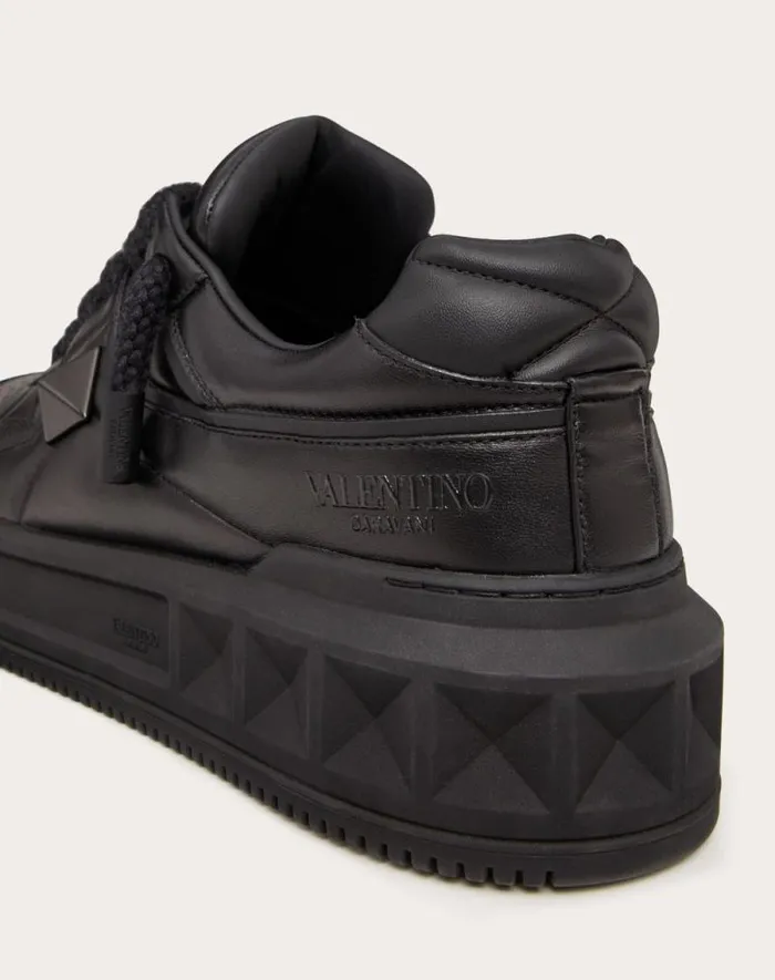 Valentino Sneakers Man One Stud Xl Nappa Leather Lowtop Sneaker For Man In Black Black