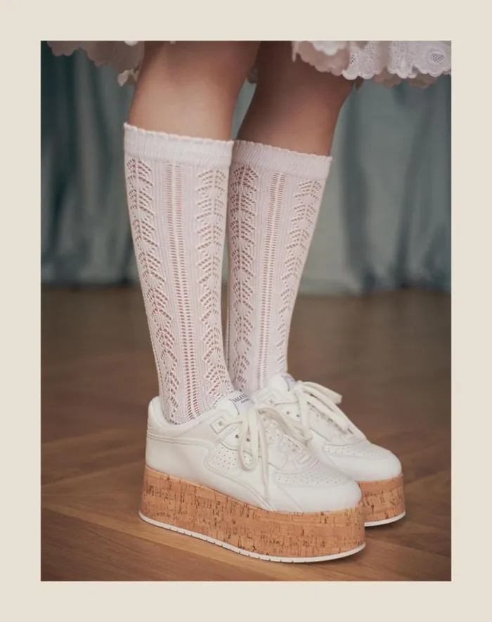 Valentino Sneakers Woman Freedots Xl Calfskin And Cork Sneaker For Woman In Whitewhitewhitenaturalwhite Whitewhitewhitenaturalwhite Valentino Sneakers Woman Freedots Xl Calfskin And Cork Sneaker For Woman In Whitewhitewhitenaturalwhite Whitewhitewhitenaturalwhite