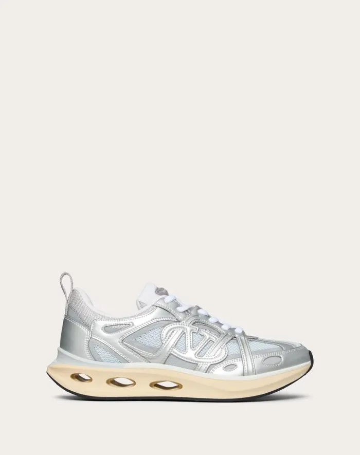 Valentino Sneakers Woman Vlogo Easyjog Sneaker In Mirror And Fabric For Woman In Whitesilver Whitesilver Valentino Sneakers Woman Vlogo Easyjog Sneaker In Mirror And Fabric For Woman In Whitesilver Whitesilver