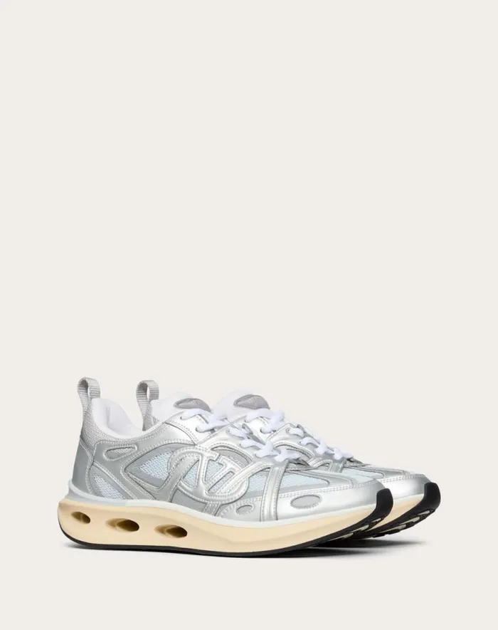 Valentino Sneakers Woman Vlogo Easyjog Sneaker In Mirror And Fabric For Woman In Whitesilver Whitesilver Valentino Sneakers Woman Vlogo Easyjog Sneaker In Mirror And Fabric For Woman In Whitesilver Whitesilver