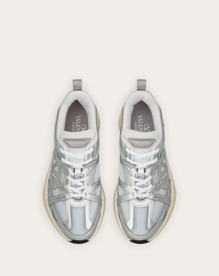 Valentino Sneakers Woman Vlogo Easyjog Sneaker In Mirror And Fabric For Woman In Whitesilver Whitesilver Valentino Sneakers Woman Vlogo Easyjog Sneaker In Mirror And Fabric For Woman In Whitesilver Whitesilver