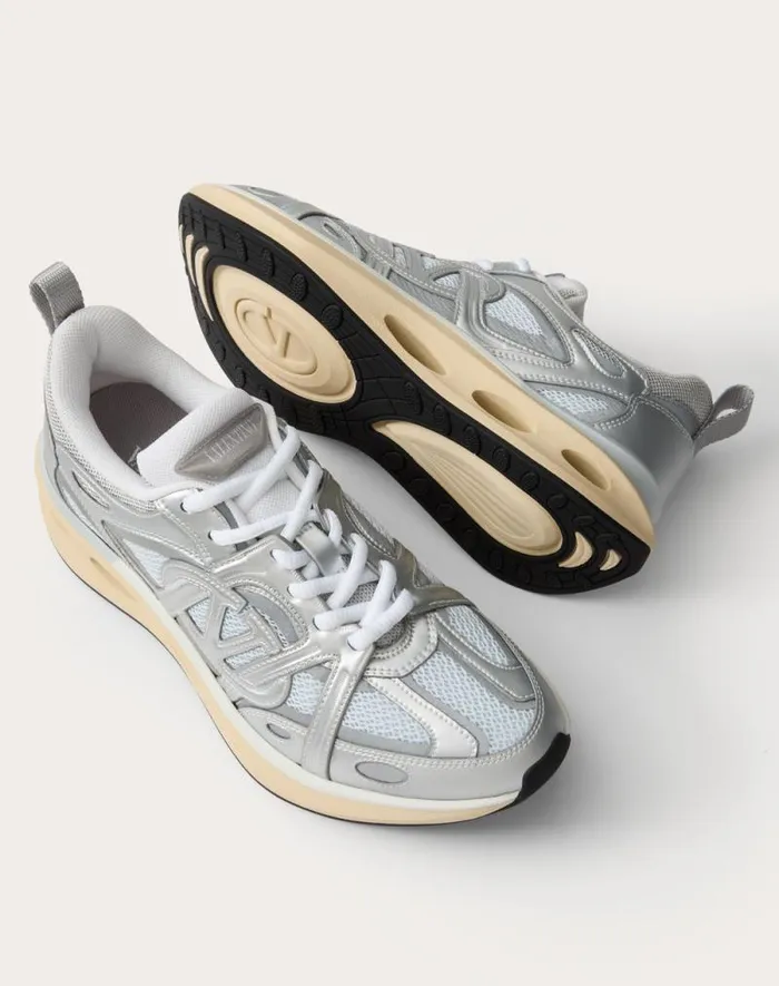 Valentino Sneakers Woman Vlogo Easyjog Sneaker In Mirror And Fabric For Woman In Whitesilver Whitesilver Valentino Sneakers Woman Vlogo Easyjog Sneaker In Mirror And Fabric For Woman In Whitesilver Whitesilver