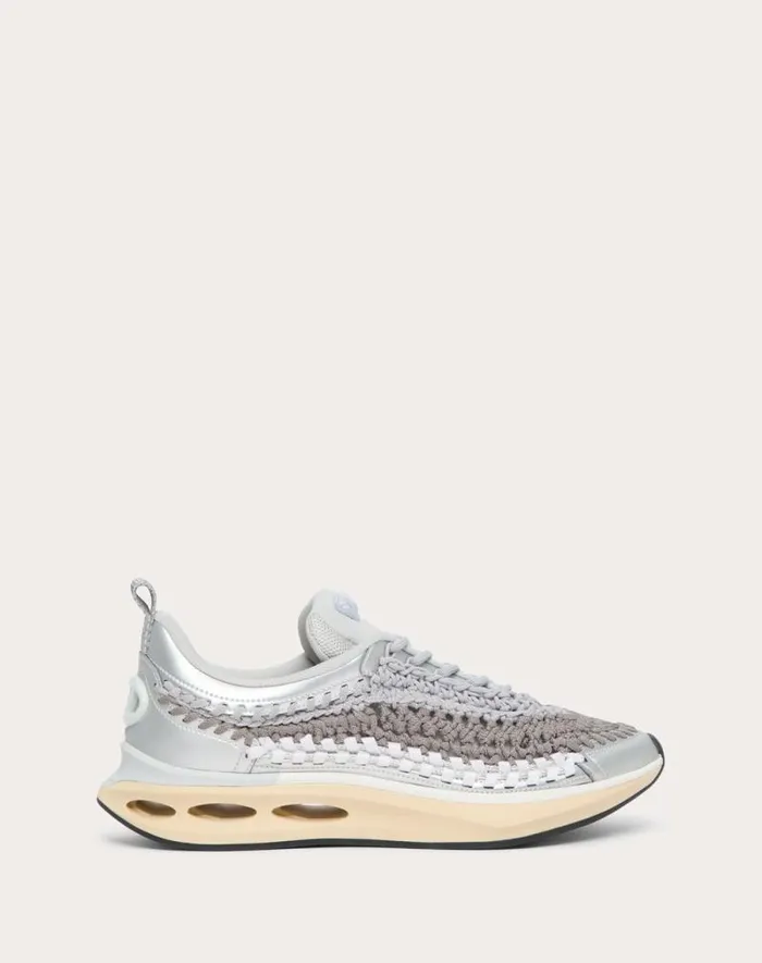 Valentino Sneakers Woman Vlogo Easyknot Sneaker In Woven Fabric For Woman In Grey Grey Valentino Sneakers Woman Vlogo Easyknot Sneaker In Woven Fabric For Woman In Grey Grey