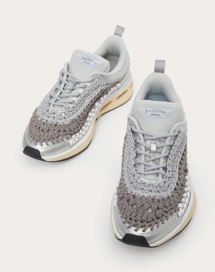 Valentino Sneakers Woman Vlogo Easyknot Sneaker In Woven Fabric For Woman In Grey Grey Valentino Sneakers Woman Vlogo Easyknot Sneaker In Woven Fabric For Woman In Grey Grey
