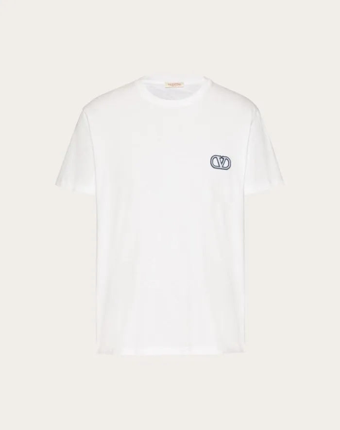 Valentino Tshirts And Sweatshirts Man Cotton Tshirt With Vlogo Signature Patch For Man In Anthracite Anthracite Valentino Tshirts And Sweatshirts Man Cotton Tshirt With Vlogo Signature Patch For Man In Anthracite Anthracite