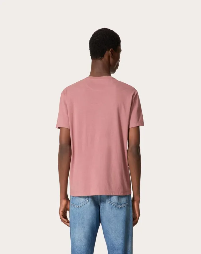 Valentino Tshirts And Sweatshirts Man Cotton Tshirt With Vlogo Signature Patch For Man In Anthracite Anthracite