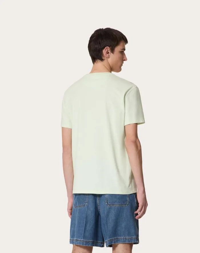 Valentino Tshirts And Sweatshirts Man Cotton Tshirt With Vlogo Signature Patch For Man In Anthracite Anthracite