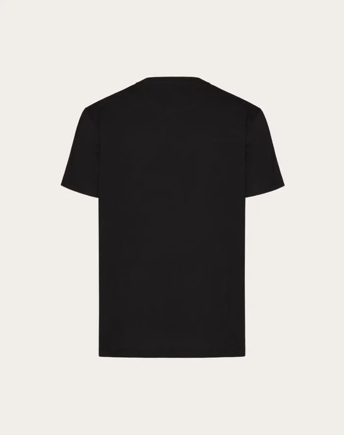 Valentino Tshirts And Sweatshirts Man Cotton Tshirt With Vlogo Signature Patch For Man In Anthracite Anthracite