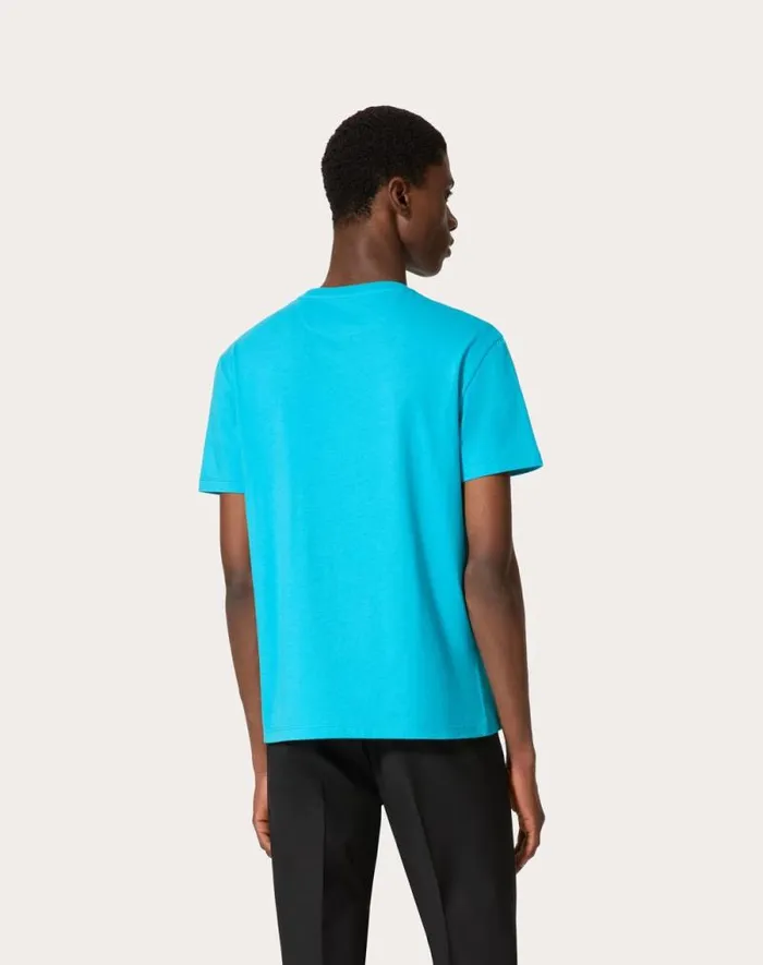 Valentino Tshirts And Sweatshirts Man Cotton Tshirt With Vlogo Signature Patch For Man In Anthracite Anthracite