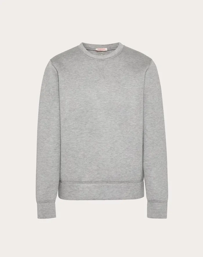 Valentino Tshirts And Sweatshirts Man Neoprene Crewneck Sweater For Man In Grey Grey Valentino Tshirts And Sweatshirts Man Neoprene Crewneck Sweater For Man In Grey Grey