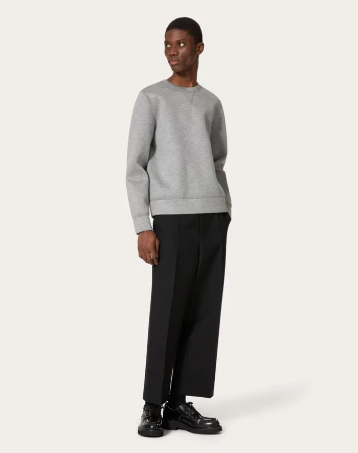 Valentino Tshirts And Sweatshirts Man Neoprene Crewneck Sweater For Man In Grey Grey Valentino Tshirts And Sweatshirts Man Neoprene Crewneck Sweater For Man In Grey Grey