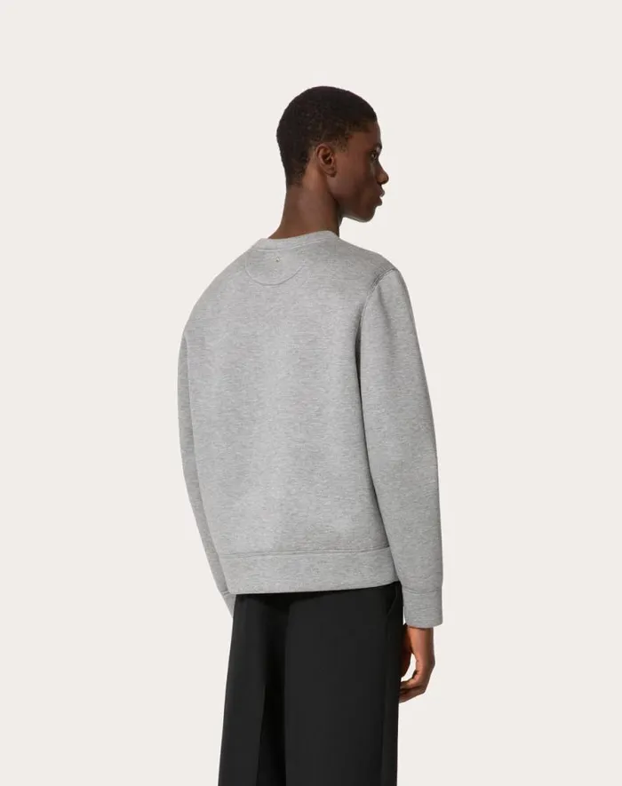 Valentino Tshirts And Sweatshirts Man Neoprene Crewneck Sweater For Man In Grey Grey Valentino Tshirts And Sweatshirts Man Neoprene Crewneck Sweater For Man In Grey Grey