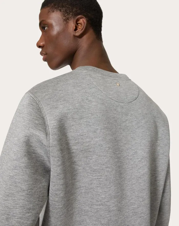 Valentino Tshirts And Sweatshirts Man Neoprene Crewneck Sweater For Man In Grey Grey Valentino Tshirts And Sweatshirts Man Neoprene Crewneck Sweater For Man In Grey Grey