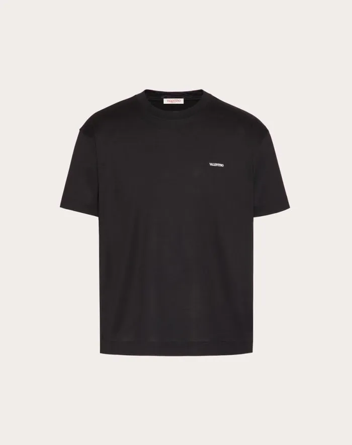 Valentino Tshirts And Sweatshirts Man Valentino Print Cotton Tshirt For Man In Black Black Valentino Tshirts And Sweatshirts Man Valentino Print Cotton Tshirt For Man In Black Black
