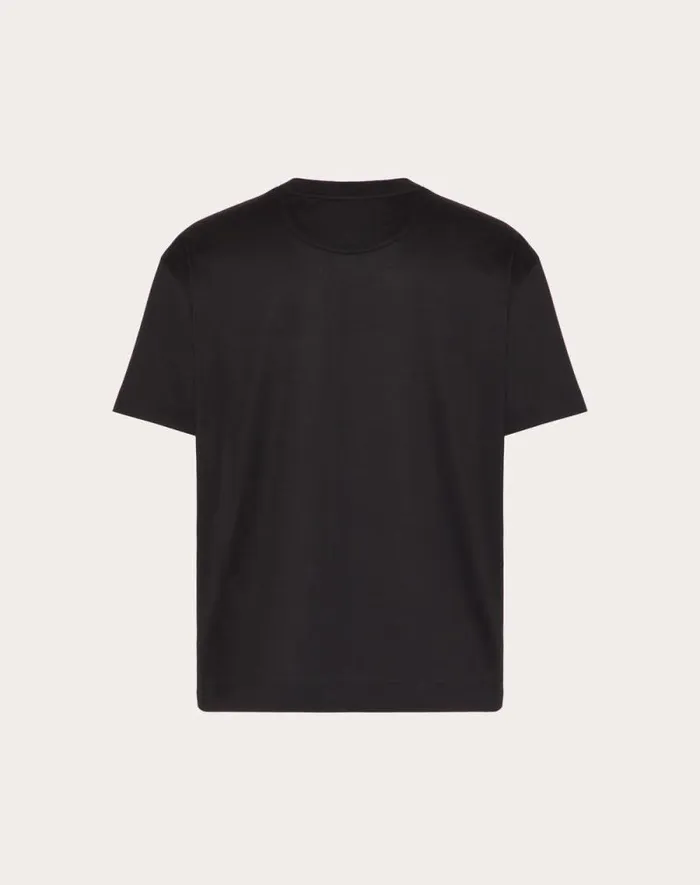 Valentino Tshirts And Sweatshirts Man Valentino Print Cotton Tshirt For Man In Black Black Valentino Tshirts And Sweatshirts Man Valentino Print Cotton Tshirt For Man In Black Black