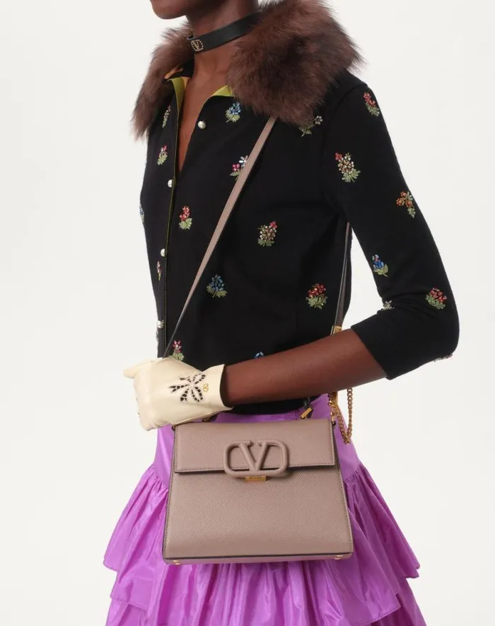 Valentino Top Handle Bags Woman Small Vsling Grainy Calfskin Handbag For Woman In Rose Cannelle Rose Cannelle Valentino Top Handle Bags Woman Small Vsling Grainy Calfskin Handbag For Woman In Rose Cannelle Rose Cannelle