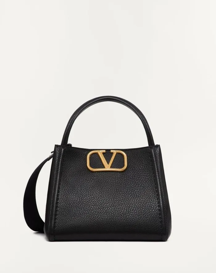 Valentino Top Handle Bags Woman Valentino Garavani Alltime Medium Handbag In Grainy Calfskin For Woman In Almond Almond