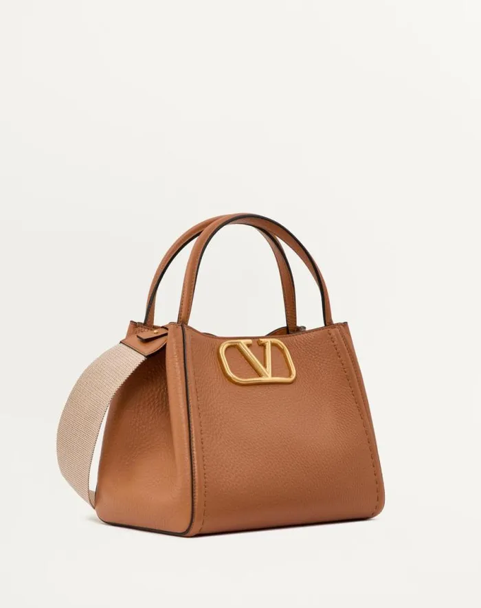 Valentino Top Handle Bags Woman Valentino Garavani Alltime Medium Handbag In Grainy Calfskin For Woman In Almond Almond Valentino Top Handle Bags Woman Valentino Garavani Alltime Medium Handbag In Grainy Calfskin For Woman In Almond Almond