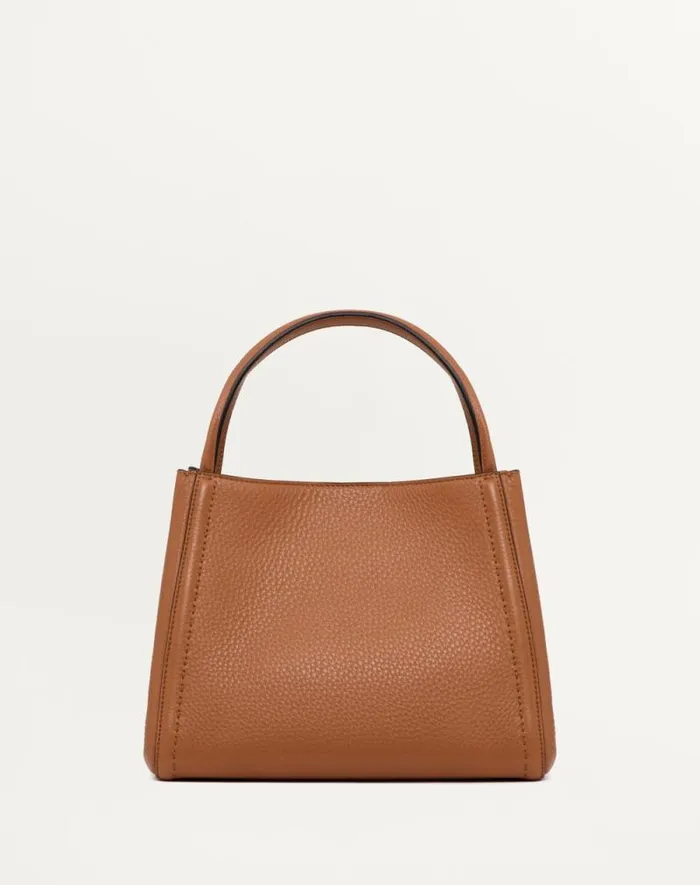 Valentino Top Handle Bags Woman Valentino Garavani Alltime Medium Handbag In Grainy Calfskin For Woman In Almond Almond Valentino Top Handle Bags Woman Valentino Garavani Alltime Medium Handbag In Grainy Calfskin For Woman In Almond Almond