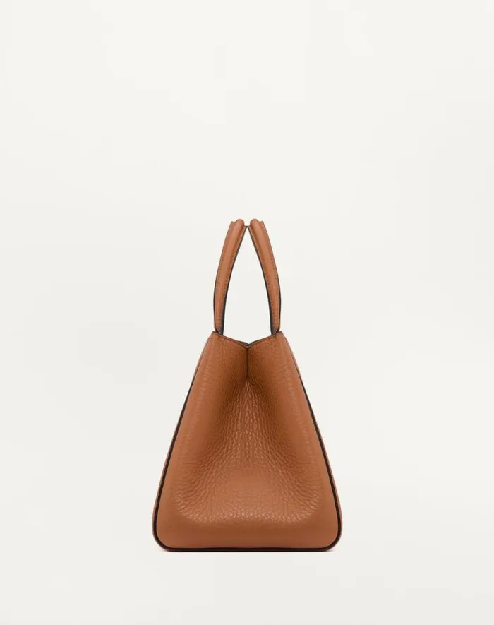 Valentino Top Handle Bags Woman Valentino Garavani Alltime Medium Handbag In Grainy Calfskin For Woman In Almond Almond Valentino Top Handle Bags Woman Valentino Garavani Alltime Medium Handbag In Grainy Calfskin For Woman In Almond Almond