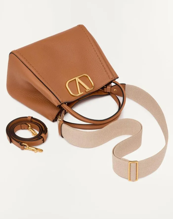 Valentino Top Handle Bags Woman Valentino Garavani Alltime Medium Handbag In Grainy Calfskin For Woman In Almond Almond Valentino Top Handle Bags Woman Valentino Garavani Alltime Medium Handbag In Grainy Calfskin For Woman In Almond Almond
