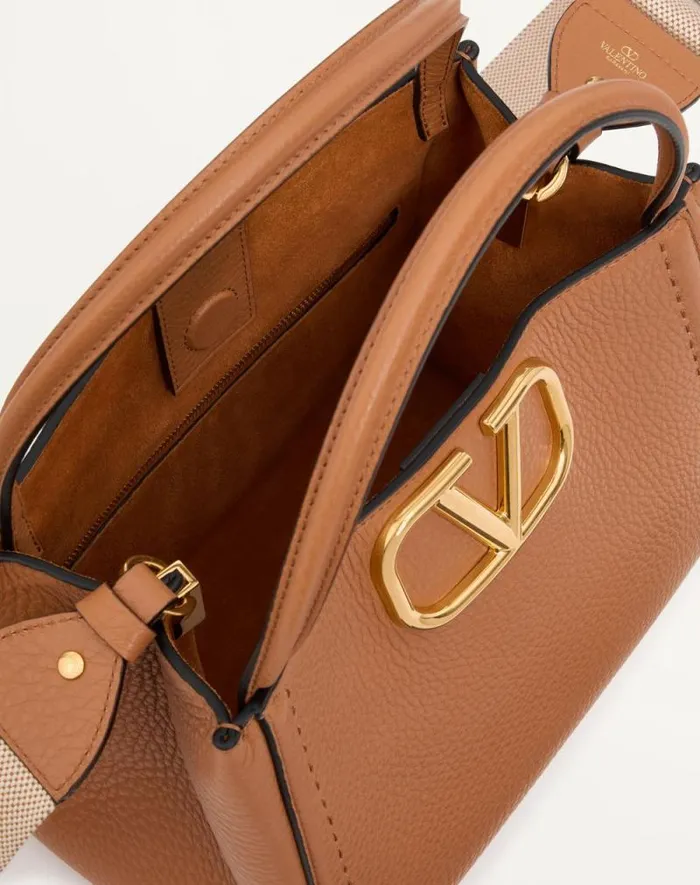 Valentino Top Handle Bags Woman Valentino Garavani Alltime Medium Handbag In Grainy Calfskin For Woman In Almond Almond Valentino Top Handle Bags Woman Valentino Garavani Alltime Medium Handbag In Grainy Calfskin For Woman In Almond Almond