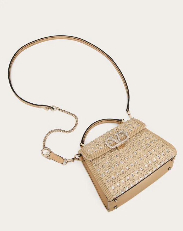 Valentino Top Handle Bags Woman Valentino Garavani Vsling Mini Embroidered Handbag For Woman In Naturalcrystalbeige Naturalcrystalbeige Valentino Top Handle Bags Woman Valentino Garavani Vsling Mini Embroidered Handbag For Woman In Naturalcrystalbeige Naturalcrystalbeige