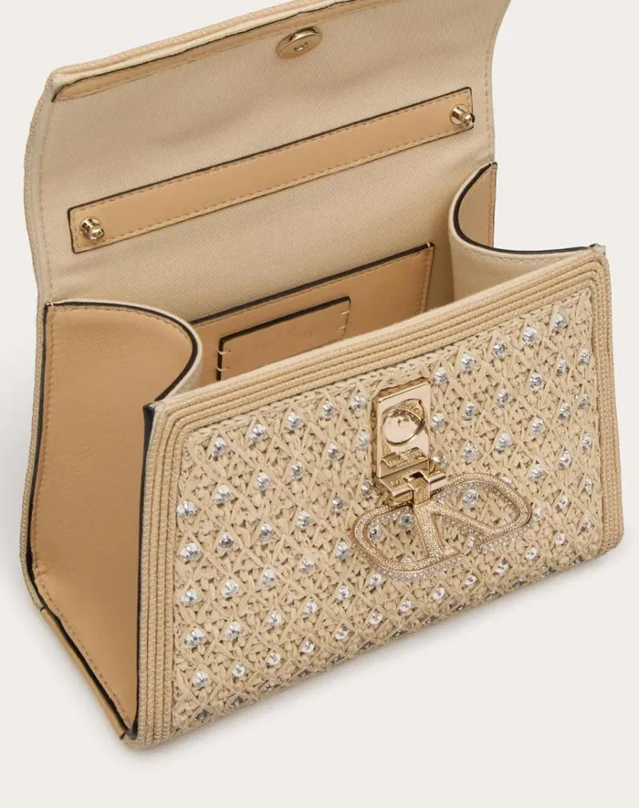 Valentino Top Handle Bags Woman Valentino Garavani Vsling Mini Embroidered Handbag For Woman In Naturalcrystalbeige Naturalcrystalbeige Valentino Top Handle Bags Woman Valentino Garavani Vsling Mini Embroidered Handbag For Woman In Naturalcrystalbeige Naturalcrystalbeige