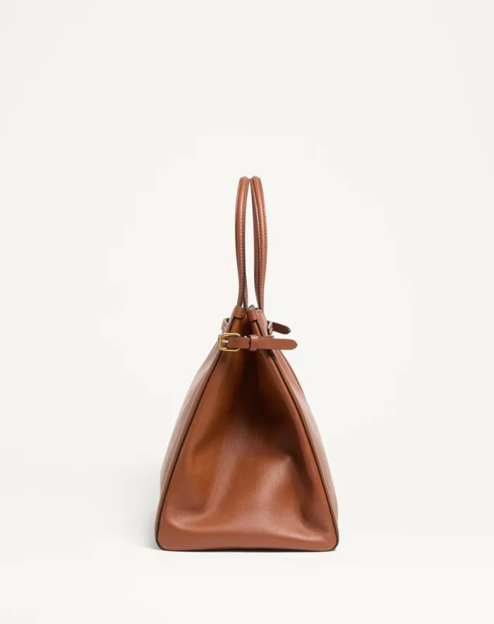 Valentino Totes Woman Valentino Garavani Antibes Medium Calfskin Shopping Bag For Woman In Black Black Valentino Totes Woman Valentino Garavani Antibes Medium Calfskin Shopping Bag For Woman In Black Black