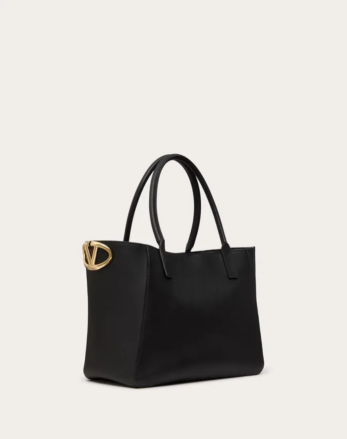 Valentino Totes Woman Vlogo Side Shopping Bag In Nappa Calfskin For Woman In Tobacco Tobacco Valentino Totes Woman Vlogo Side Shopping Bag In Nappa Calfskin For Woman In Tobacco Tobacco