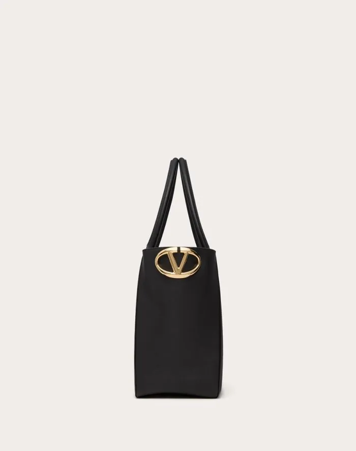 Valentino Totes Woman Vlogo Side Shopping Bag In Nappa Calfskin For Woman In Tobacco Tobacco Valentino Totes Woman Vlogo Side Shopping Bag In Nappa Calfskin For Woman In Tobacco Tobacco