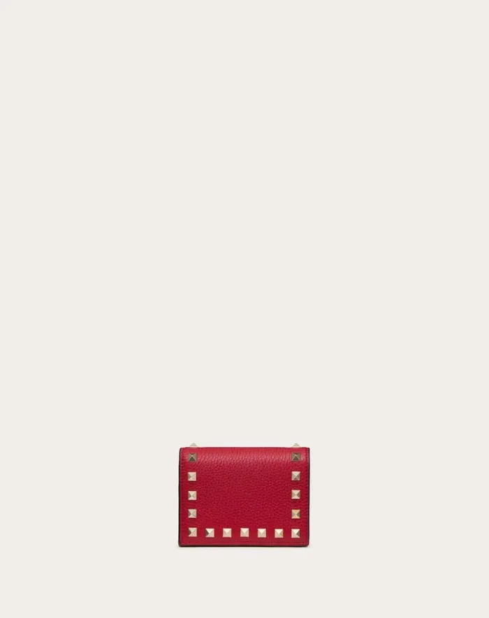 Valentino Wallets And Small Leather Goods Woman Small Rockstud Grainy Calfskin Wallet For Woman In Rosso Valentino Rosso Valentino Valentino Wallets And Small Leather Goods Woman Small Rockstud Grainy Calfskin Wallet For Woman In Rosso Valentino Rosso Valentino