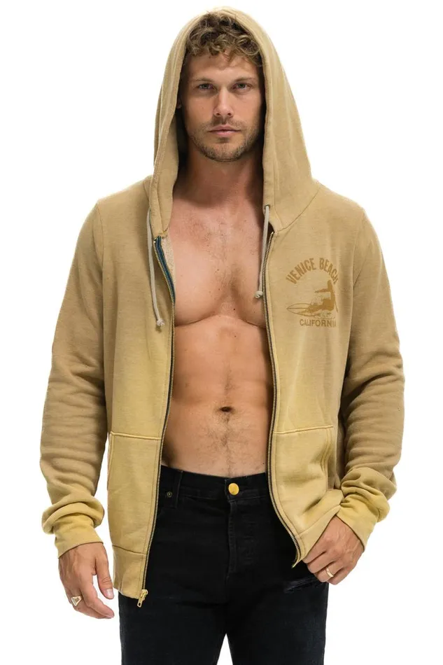 Venice Surfer Zip Hoodie 8211 Faded Tan WomenMen Aviator Nation Hoodies