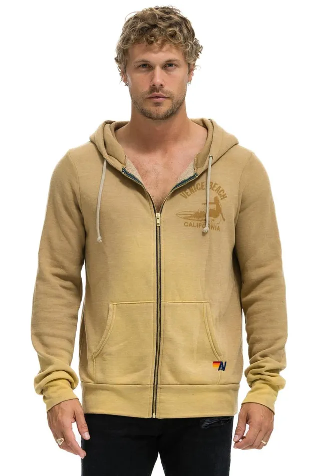 Venice Surfer Zip Hoodie 8211 Faded Tan WomenMen Aviator Nation Hoodies