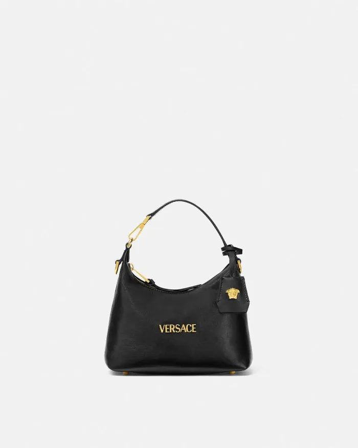 Versace Tag Hobo Handbag Blackgold Women Versace Top Handle