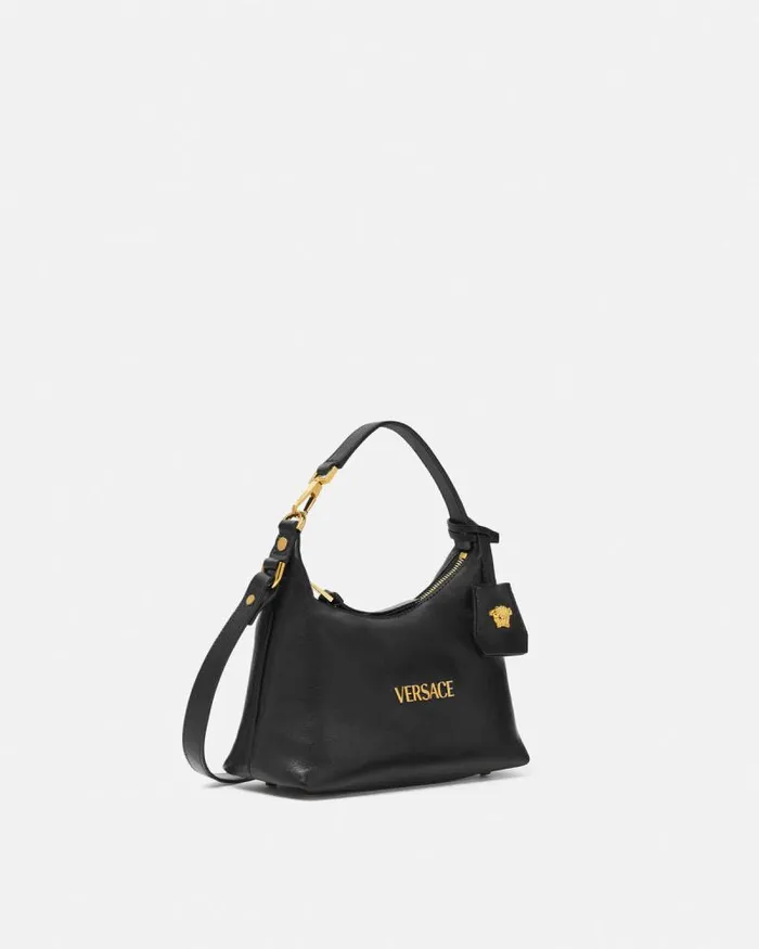 Versace Tag Hobo Handbag Blackgold Women Versace Top Handle