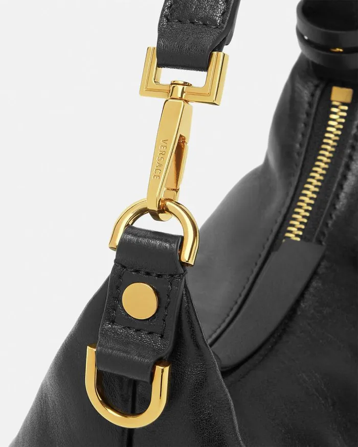 Versace Tag Hobo Handbag Blackgold Women Versace Top Handle