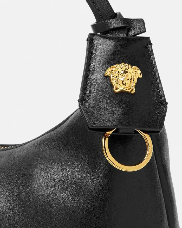 Versace Tag Hobo Handbag Blackgold Women Versace Top Handle