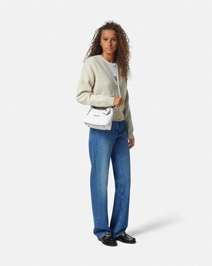 Versace Tag Hobo Handbag White Women Versace Top Handle