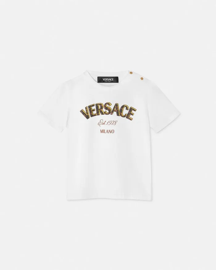 Versace Wild Stamp Baby TShirt White Children Versace Clothing