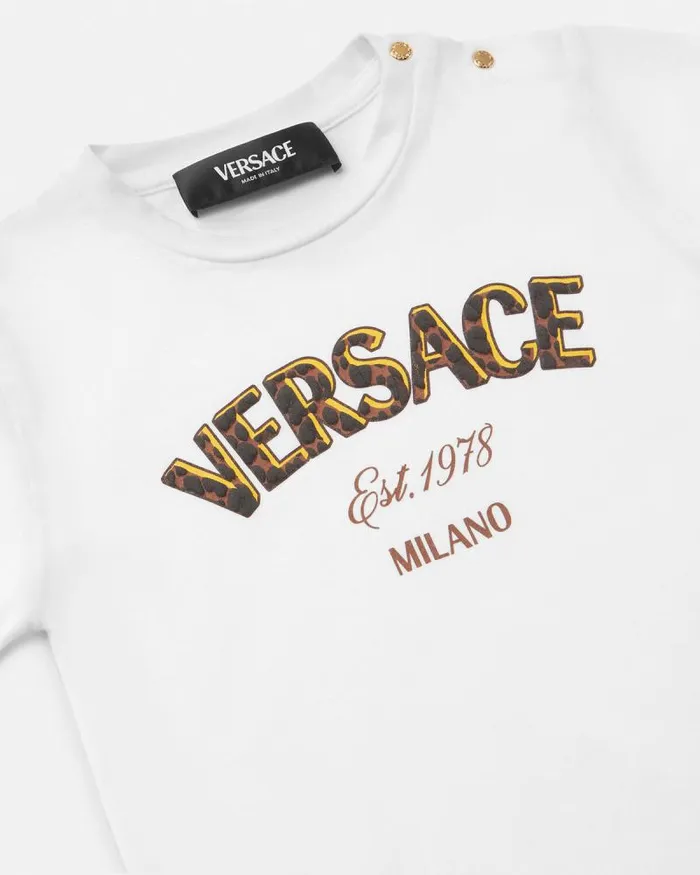 Versace Wild Stamp Baby TShirt White Children Versace Clothing