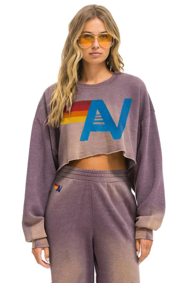 Vintage Logo Cropped Crew Sweatshirt Relaxed 8211 Faded Mocha Women Aviator Nation Sweatshirts Vintage Logo Cropped Crew Sweatshirt Relaxed 8211 Faded Mocha Women Aviator Nation Sweatshirts