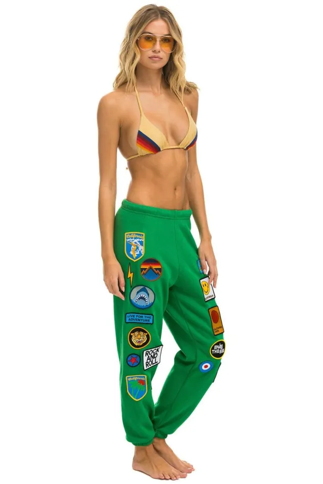 Vintage Patch Sweatpants 8211 Kelly Green Women Aviator Nation Sweatpants