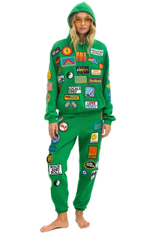 Vintage Patch Sweatpants 8211 Kelly Green Women Aviator Nation Sweatpants