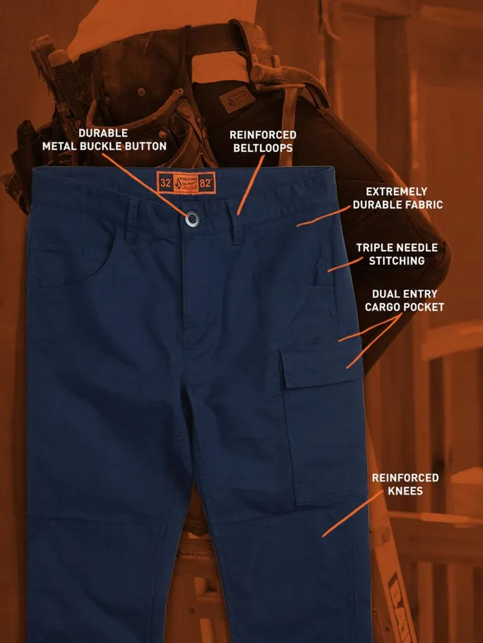 Volcom Workwear Caliper Work Pants 8211 Navy Mens Volcom Pants