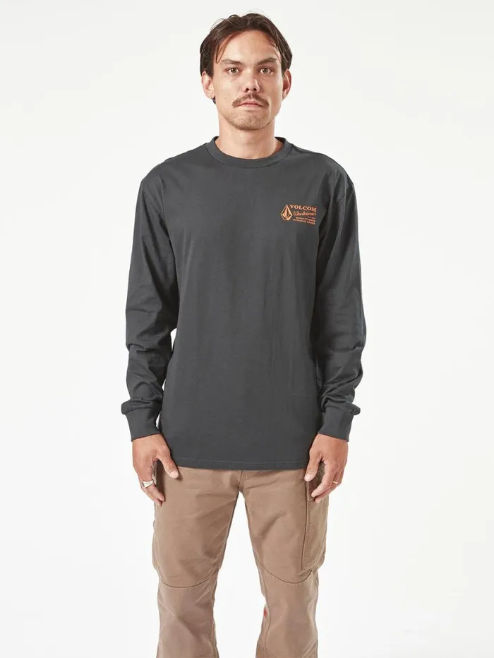 Volcom Workwear Long Sleeve Shirt 8211 Black Mens Volcom TShirts and Tanks